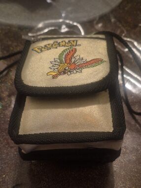 Pokemon Cream Pouch with Red, Green and Yellow Ho-Oh Embroidery